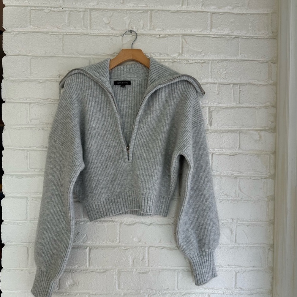 Hers & Mine Zip Up Crop Sweater - Picture 7 of 12